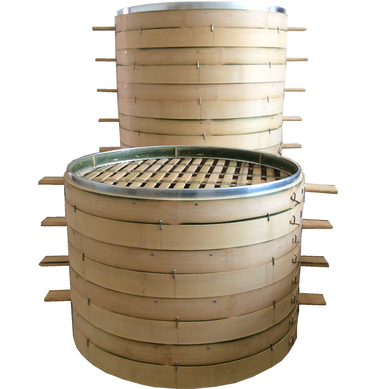 5cm蒸笼竹制大号竹蒸笼商用多层圆形铝包口蒸包子馒头笼屉安庆