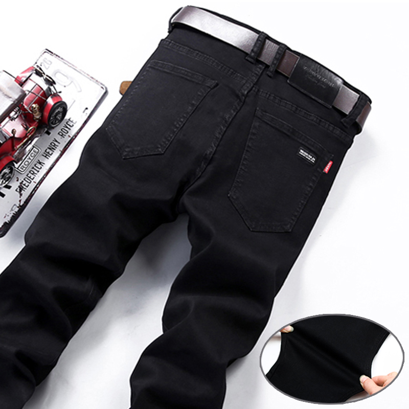 2022年黑色牛仔裤男夏季薄款直筒宽松春秋新款大码长裤子男士休闲