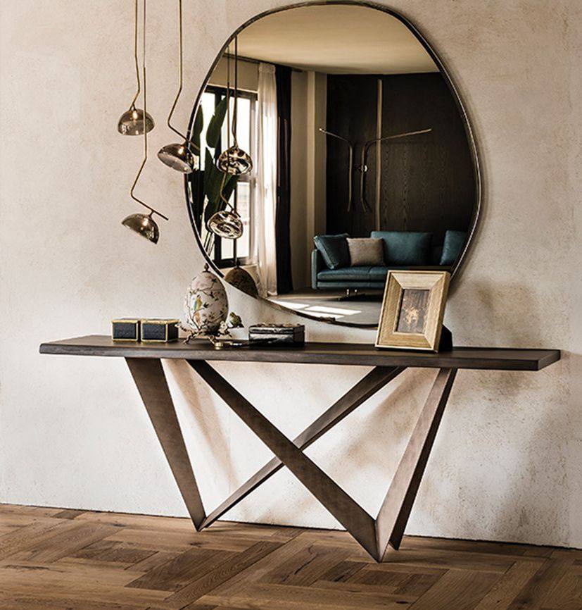 玄关意式轻奢简约现代胡桃装饰台桌条案桌北欧玄关台