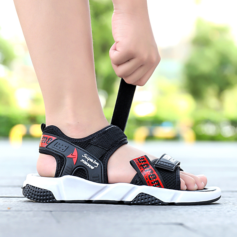 青少年凉鞋男潮防滑软底小孩大童12男孩初中中学生沙滩鞋