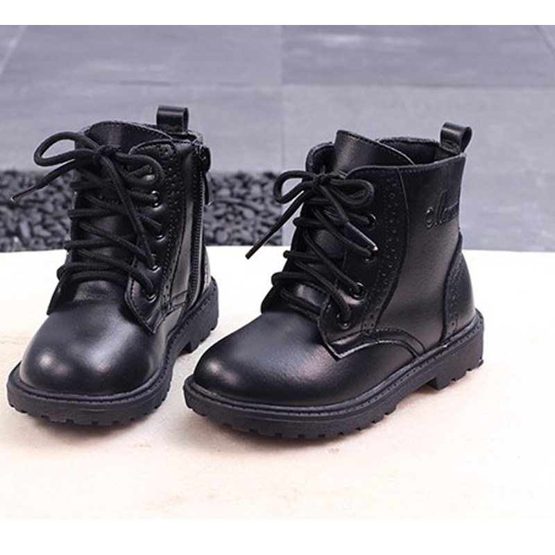 儿童军靴男童马丁靴加绒2019新款 英伦风秋冬季 男孩特种兵软底短靴