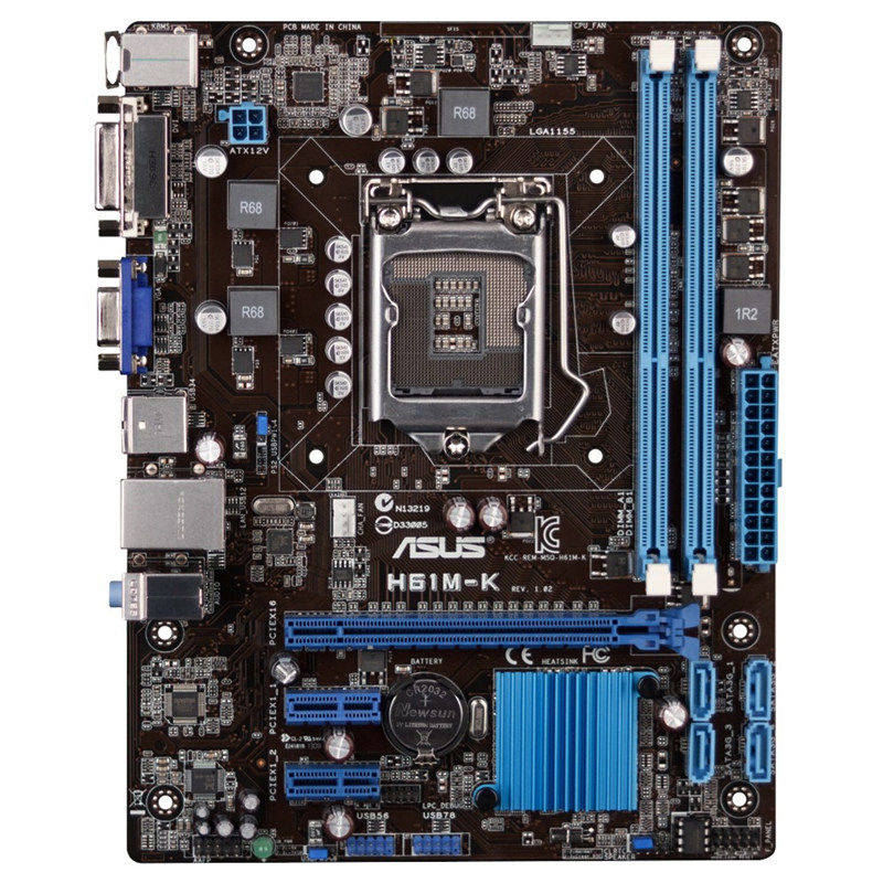 华硕(asus)h61m-k主板 h61小板(lga 1155)支持i3 3240/i7 3770k
