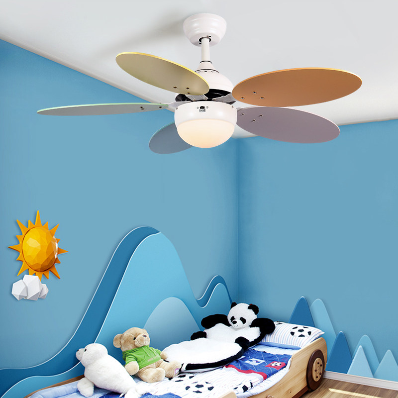 吊灯儿童吊扇北欧风扇卧室室温创意马卡龙家用客厅吊灯