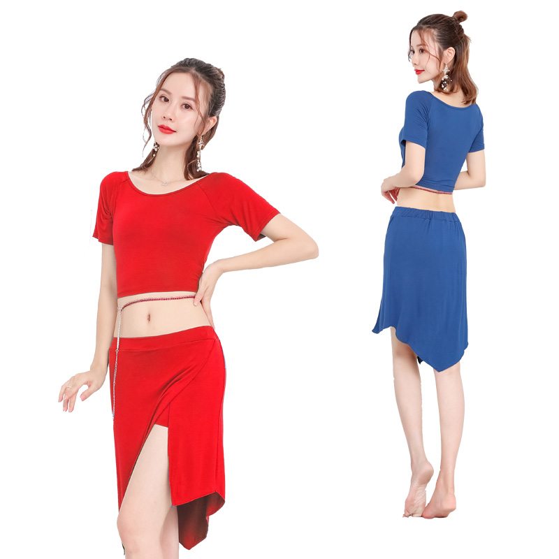 肚皮舞练功服装女成人新款套装初学者莫代尔短裙东方舞舞蹈服大码 - 图3