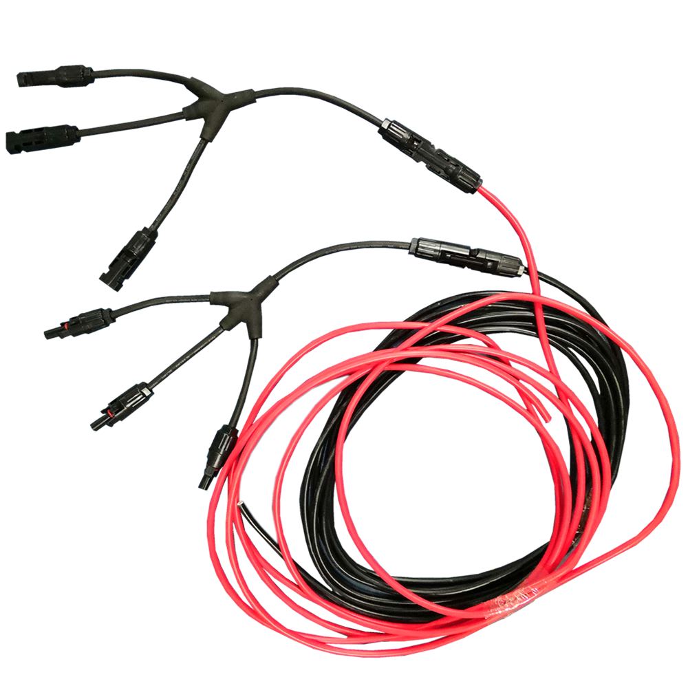 光伏mc4四通插头连接器公母一转三电电池发电太阳能电池组件