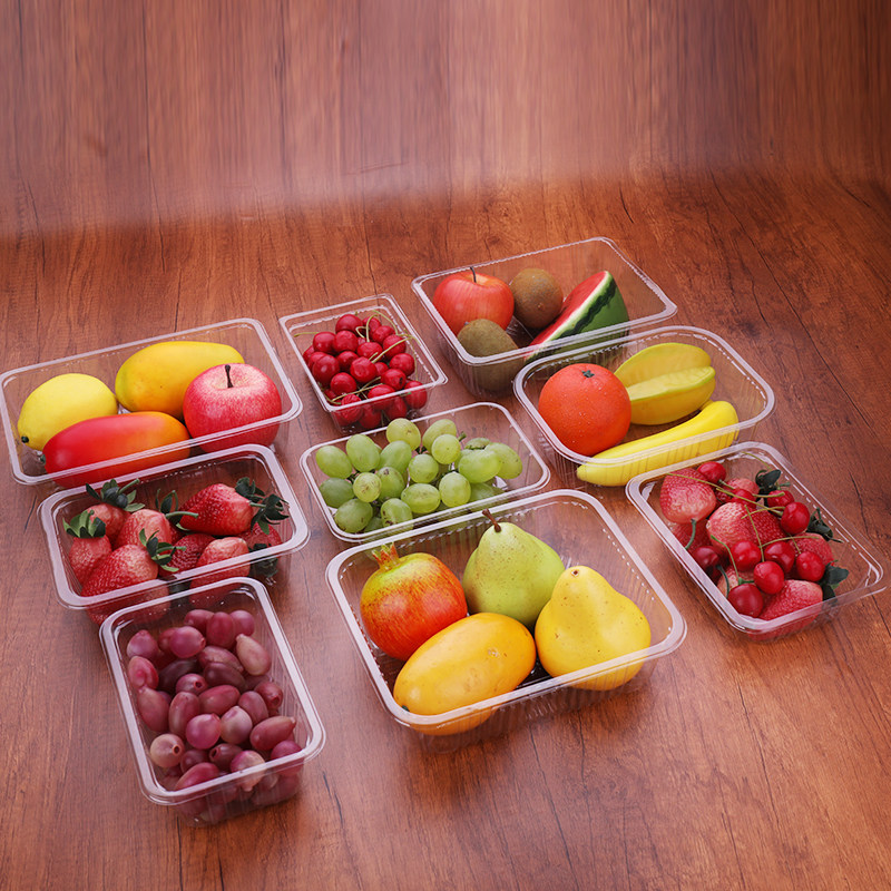一次性透明水果蔬菜草莓超市生鲜保鲜无盖鲜切一次性餐盒