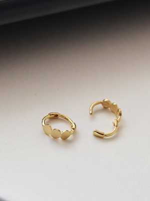 韩国纯14k金黄金耳扣光面简洁小圆片k纯金耳骨扣耳圈女