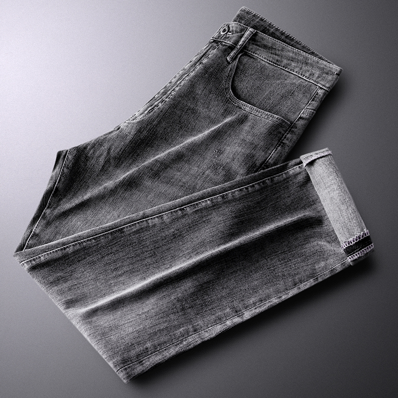 新款灰黑色高端水洗牛仔裤男春夏季九分休闲裤男士四季款9分裤潮