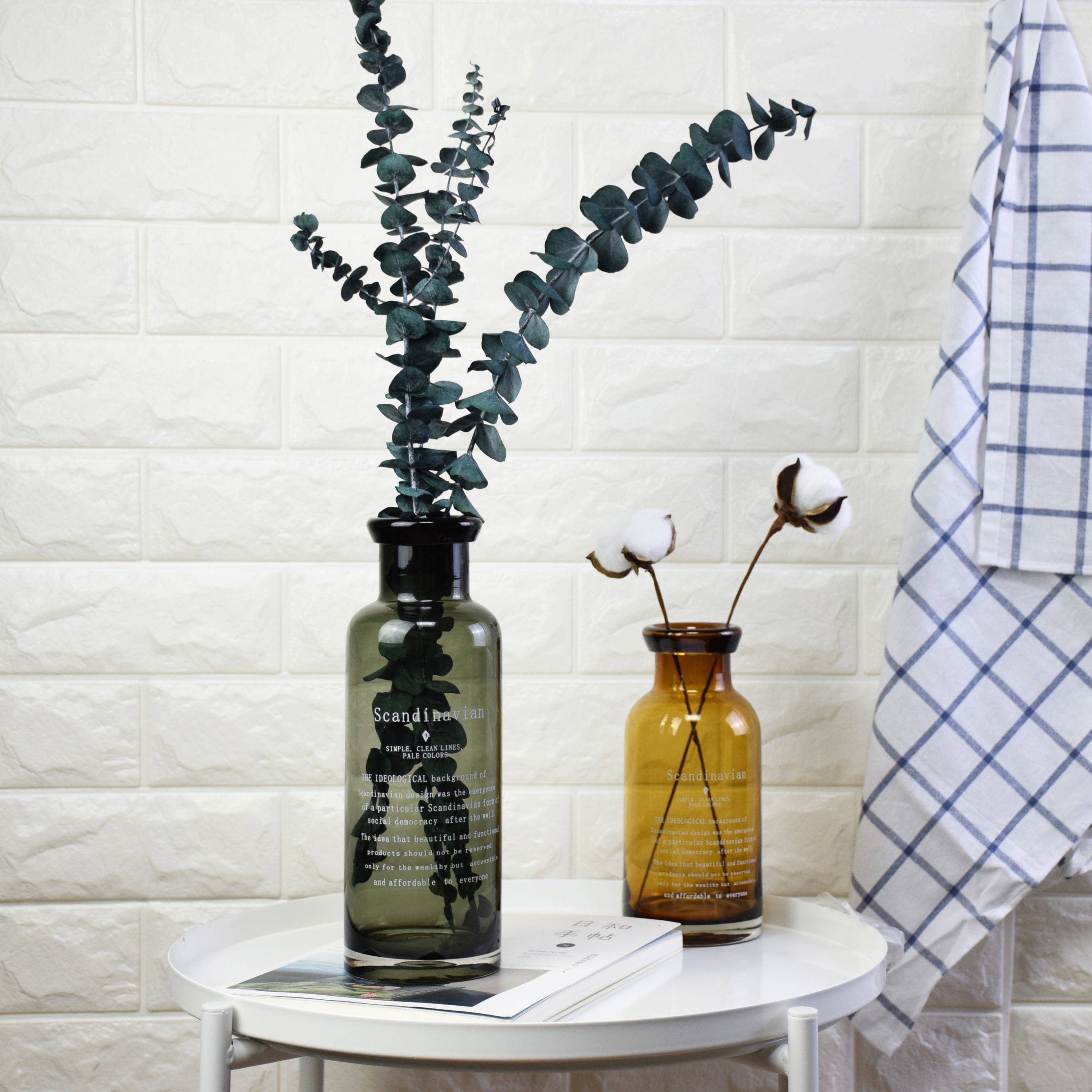 北欧文艺花摄影培器艺花字母ins家居装饰花瓶玻璃花瓶