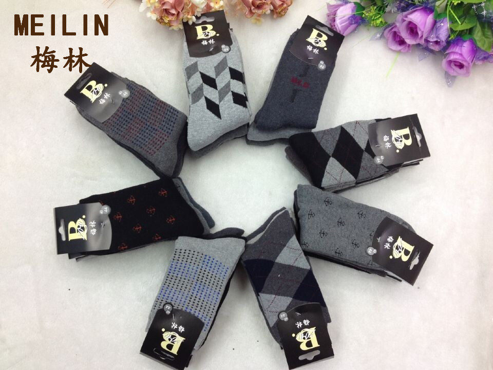 梅林男士加厚毛巾袜秋冬男士棉质袜子毛圈袜棉袜梅娜斯休闲男人袜