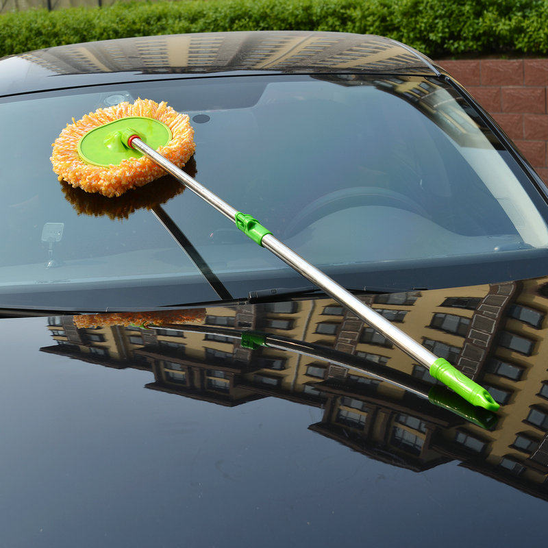 洗车拖把专用纯棉刷车工具长柄伸缩冼车刷子不伤车洗车拖把车用