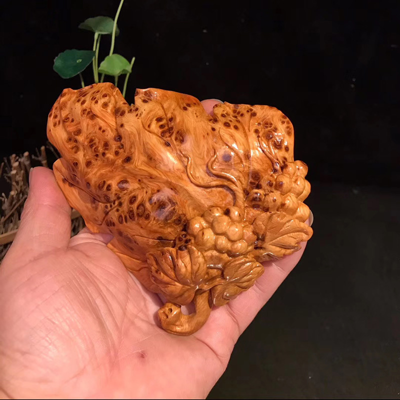 大檀太行崖柏 叶子文玩手把件木雕根雕崖柏满瘤疤家居小摆件挂件