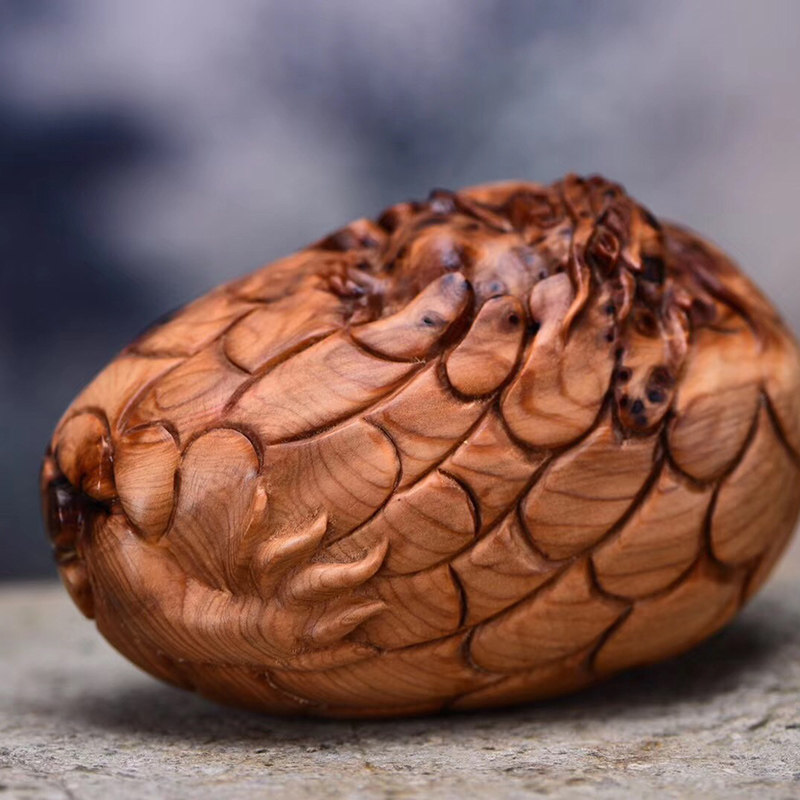 大檀太行崖柏龙蛋文玩手把件崖柏实木木雕手工雕刻收藏送礼摆件