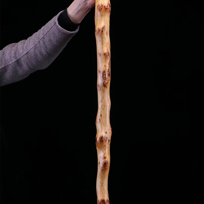太行崖柏老料满瘤疤拐杖寿星根雕手工雕刻老人摆件