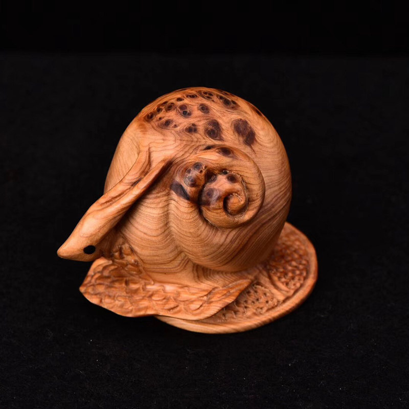 大檀太行崖柏小蜗牛件崖实木原木手工雕刻工艺品摆件