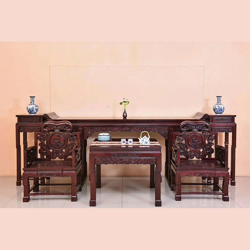 件套大檀赞比亚血檀灵芝中堂中式红木古典家具家居摆件