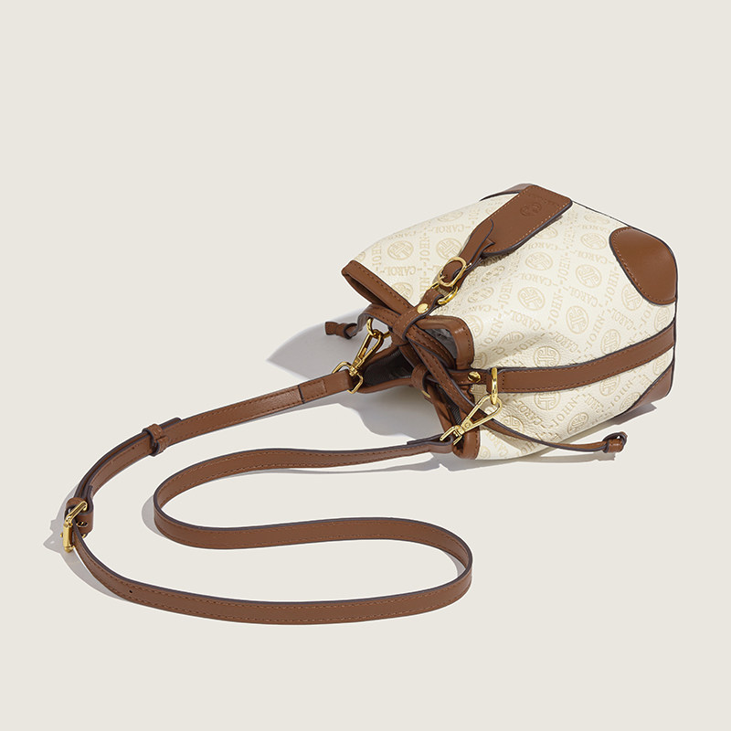 carol&john/卡路约翰 压纹设计菜篮子手提包水桶包斜挎单肩女包