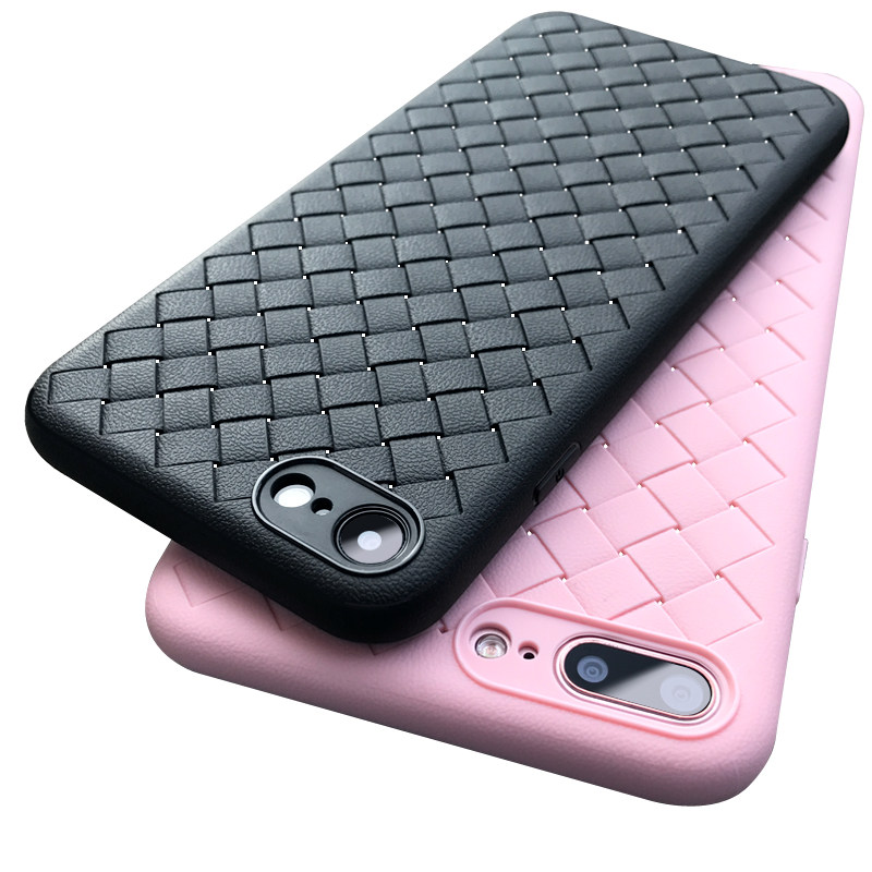 新款iphonese手机壳苹果8plus编织7p超薄se2皮纹8硅胶6s透气6plus散热