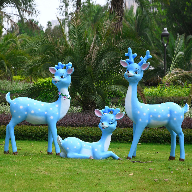 卡通梅花鹿雕塑户外园林楼盘商场美陈装饰幼儿园户外