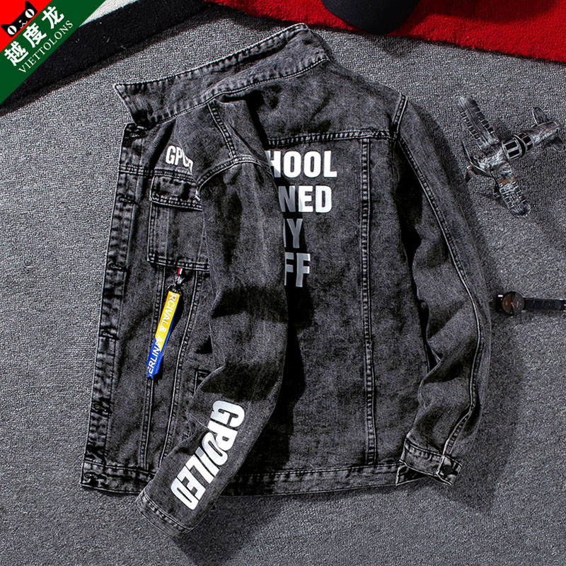 春季牛仔夹克男士加绒棒球服潮流男装春秋款痞帅工装秋冬外套衣服