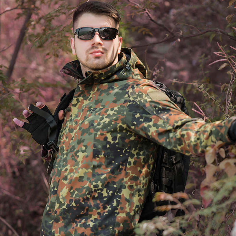 鹰爪行动德斑迷彩战术风衣男士德国parka迷彩服德军风衣