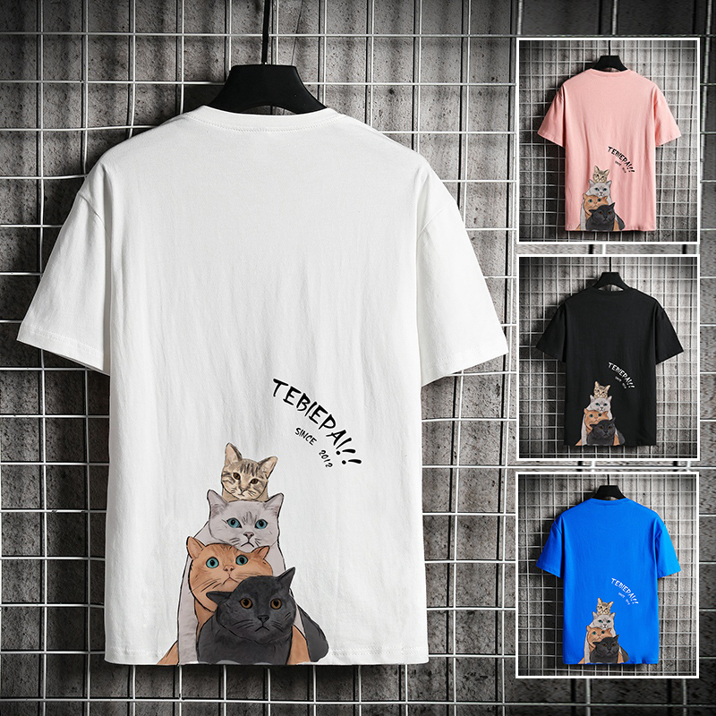 夏季新款港风短袖t恤男潮牌ins白色潮流宽松体恤情侣半袖打底衣服