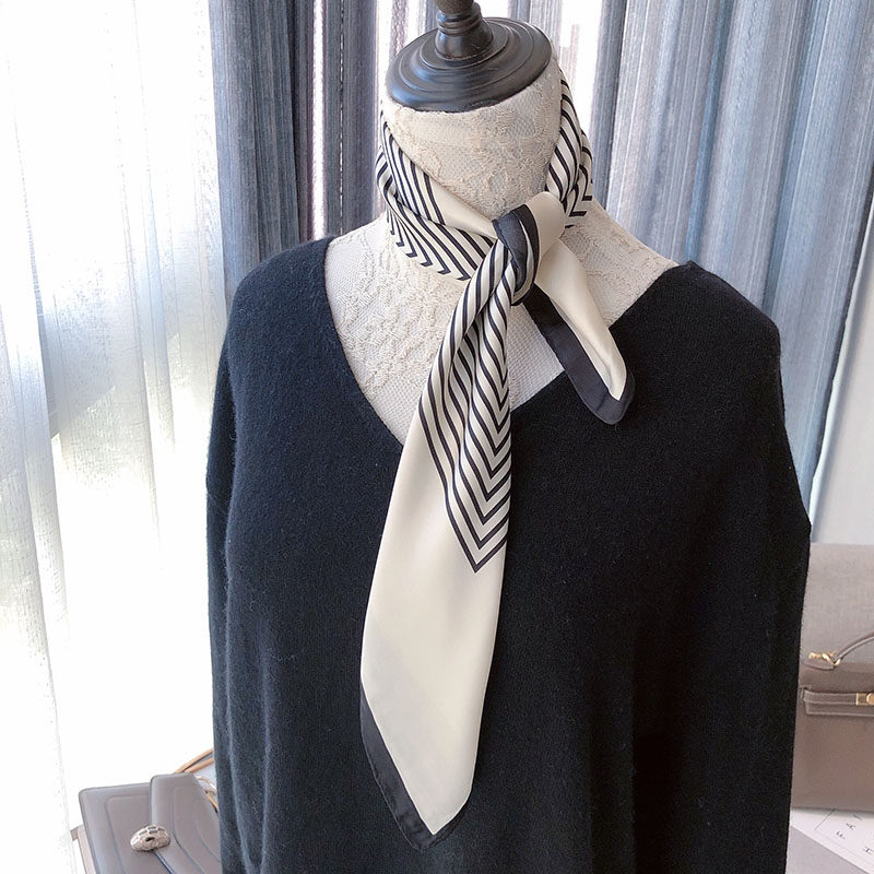 北欧方巾春秋西装领巾职业丝巾小方简约条纹围巾