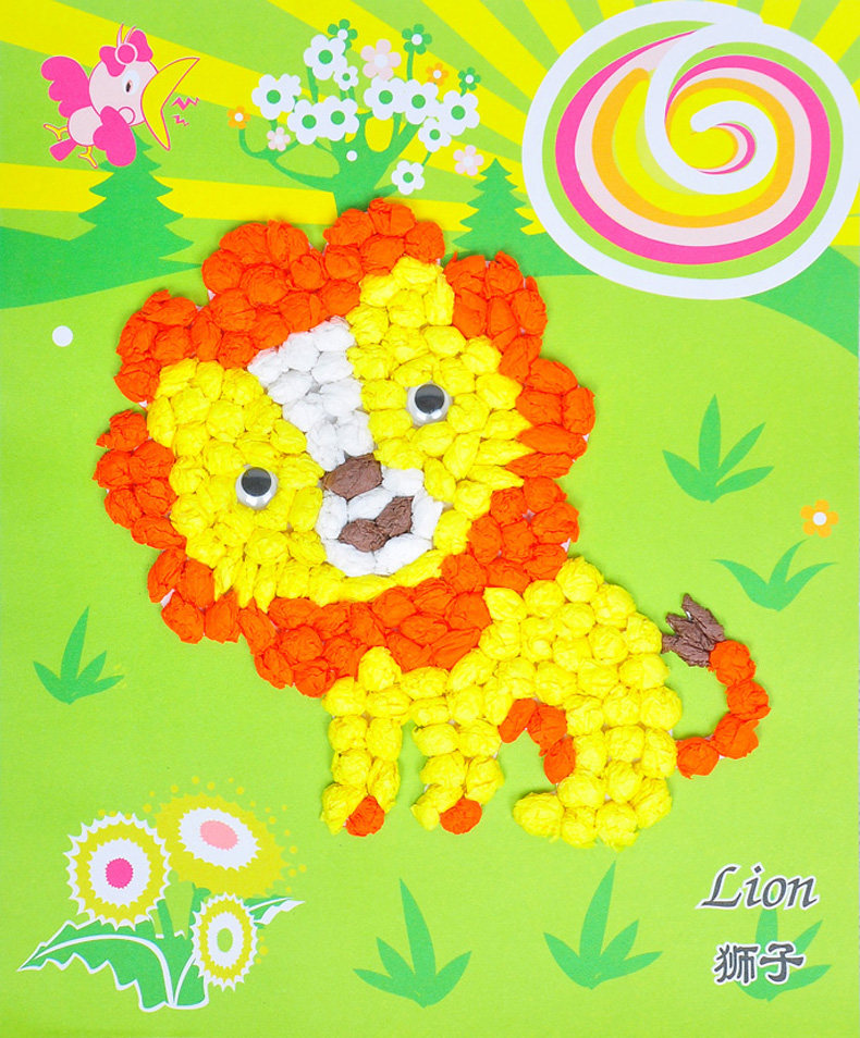 手揉纸搓纸画儿童手工手工制制作材料diy粘贴手工创意粘贴类