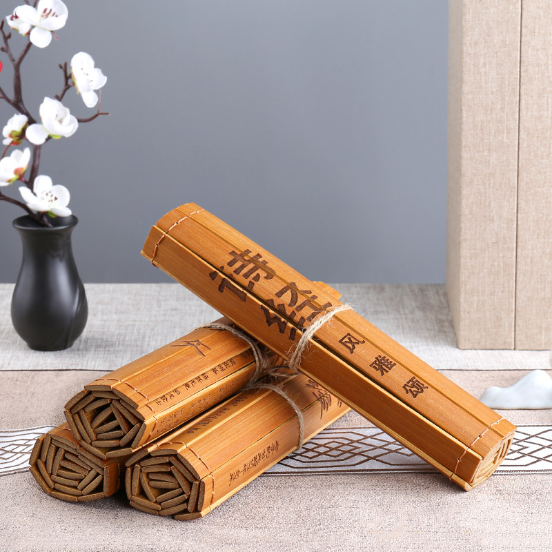 竹简雕刻论语道德经三字经演出道具中式古典竹卷摆件