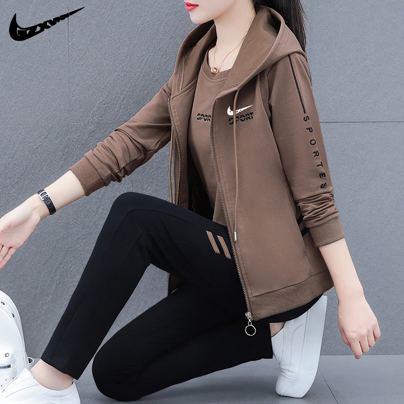 耐克顿秋季休闲运动套装女士2022年卫衣秋装宽松马甲长裤三件套
