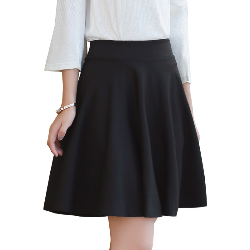 45厘米秋短裙女裤裙纯色显瘦a字裙黑色打底裙高腰百搭秋冬半身裙 - 婉