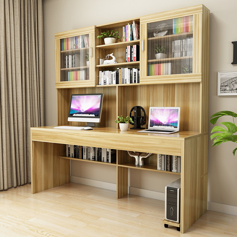 简约现代台式电脑桌书桌书架组合书柜一体家用办公桌写字台桌子