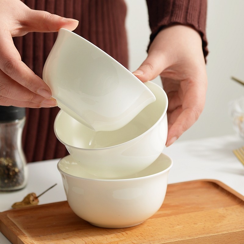 饭碗瓷碗纯白陶瓷好看用的过年白瓷碗白骨吃饭碗