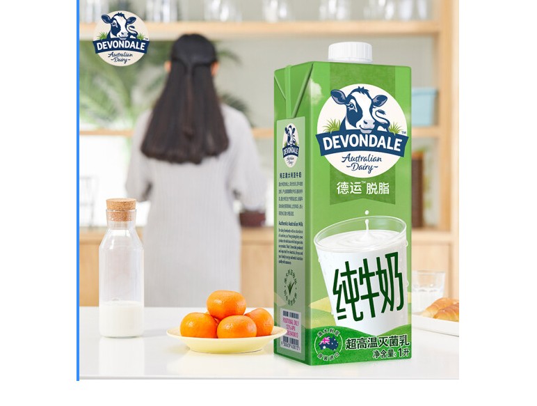 澳大利亚进口德运devondale脱脂纯牛奶1l10箱装脱脂纯牛奶