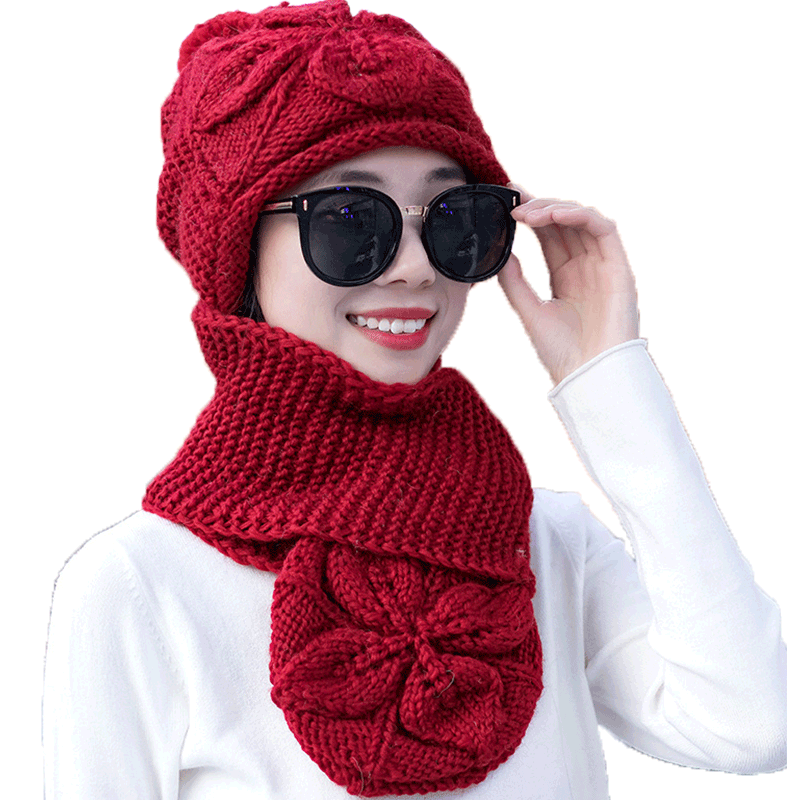 毛线子女冬韩版手工编织羊毛混纺保暖帽子