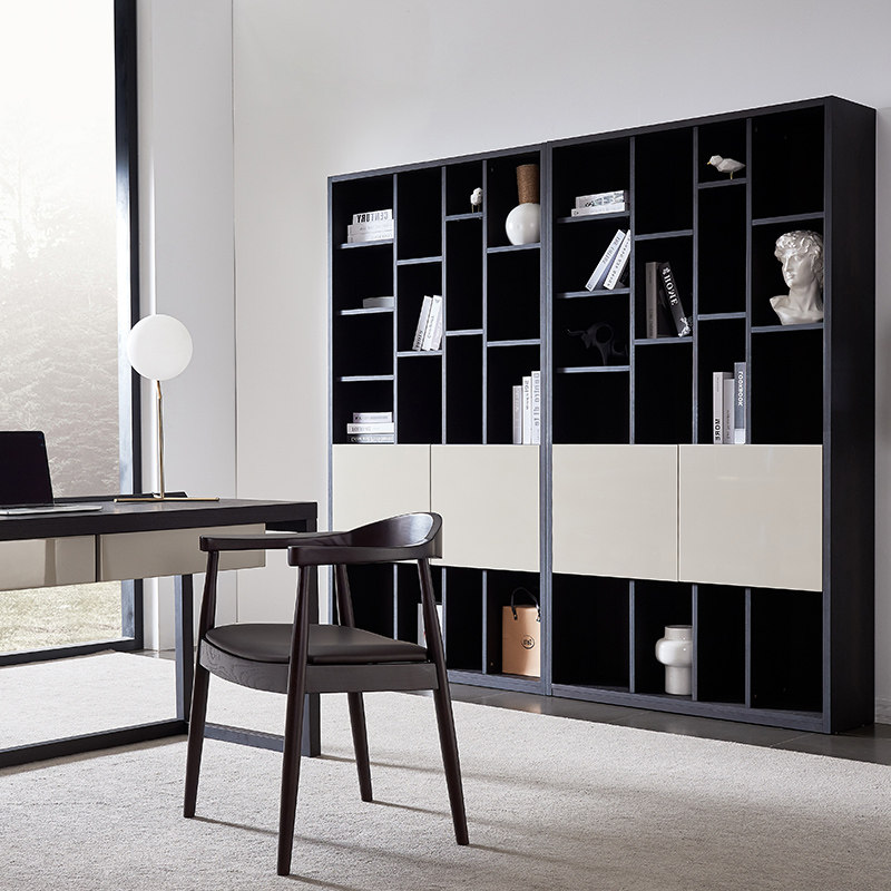 意式极简书柜家用北欧轻奢卧室储存落地置物架书架