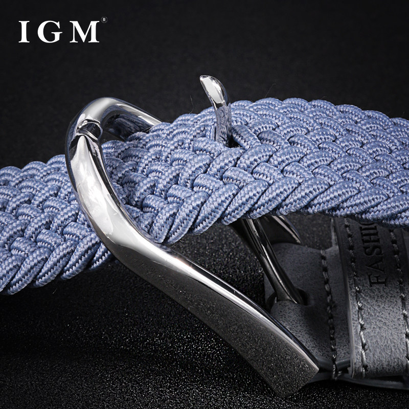 男士帆布编织腰带无孔松紧弹力皮带男学生年轻人腰带