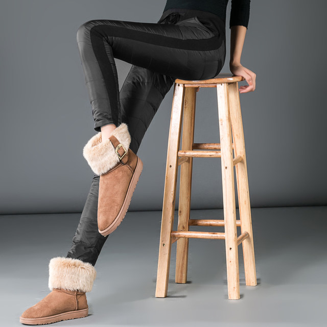 Yalu mid waist double-sided down pants women's wear slim and thickened warm and fashionable women's high waist cotton pants winter Yalu mid waist double-sided down pants women's wear slim and thickened warm and fashionable women's high waist cotton pants winter