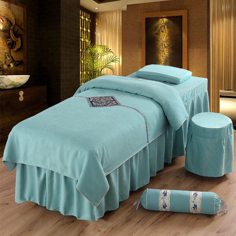 高档美容床罩四件套全棉简约美容院床上用品欧式奢华理疗按摩床套