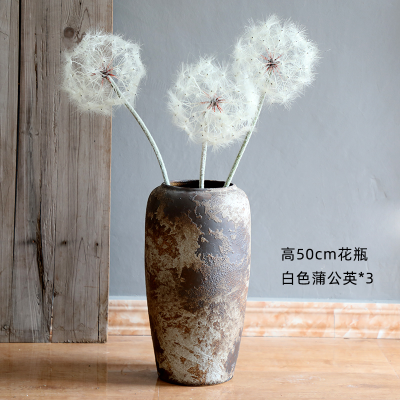 景德镇陶瓷复古花瓶客厅插花摆件现代简约芦苇落地陶罐花瓶