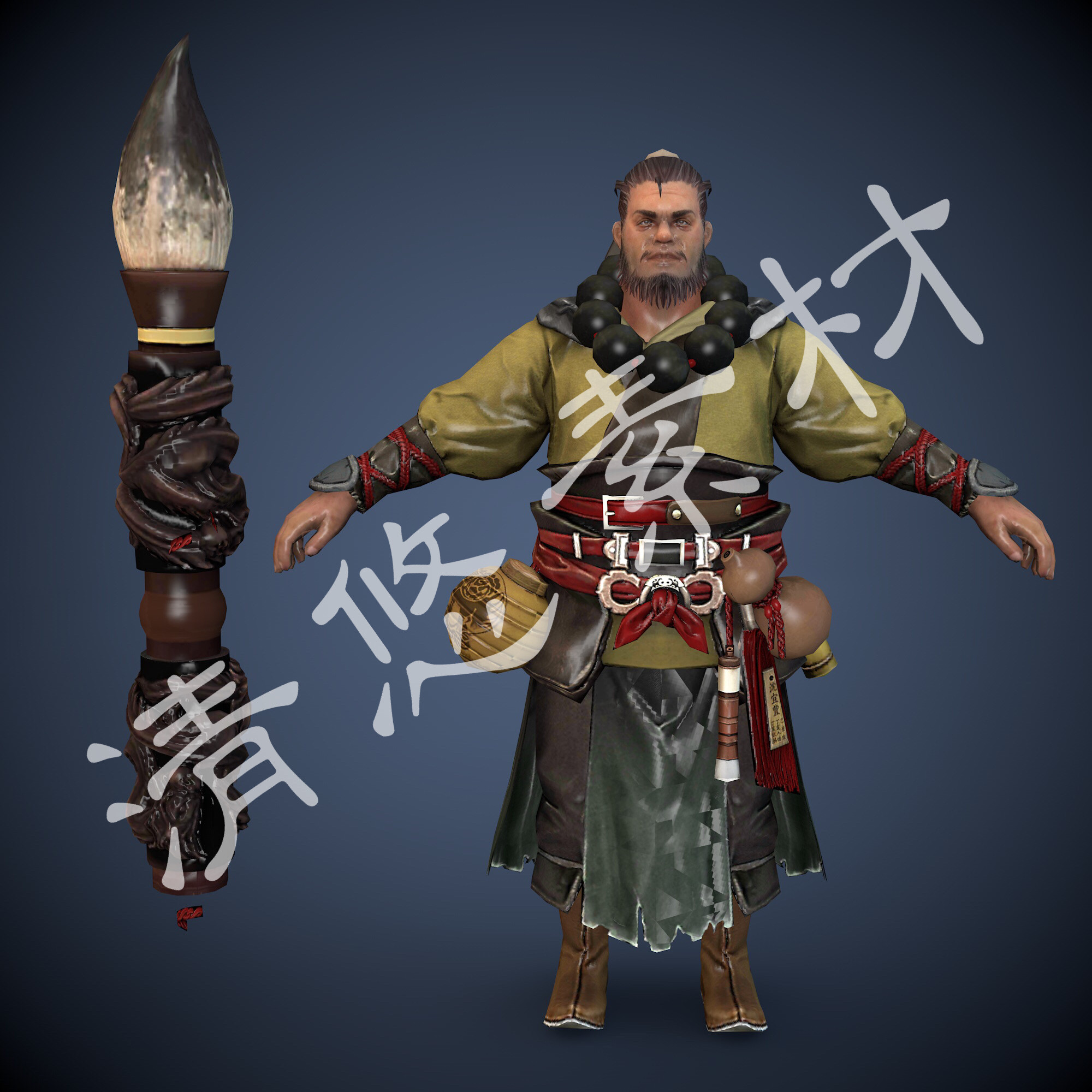 古代武侠仙侠古风壮汉男人人物3dmaxc4dfbx设计素材