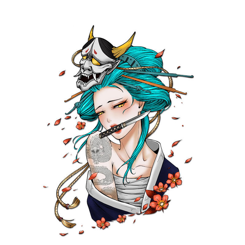 汽车个性创意车贴艺伎卡通贴纸电动车遮挡划痕汽车装饰贴