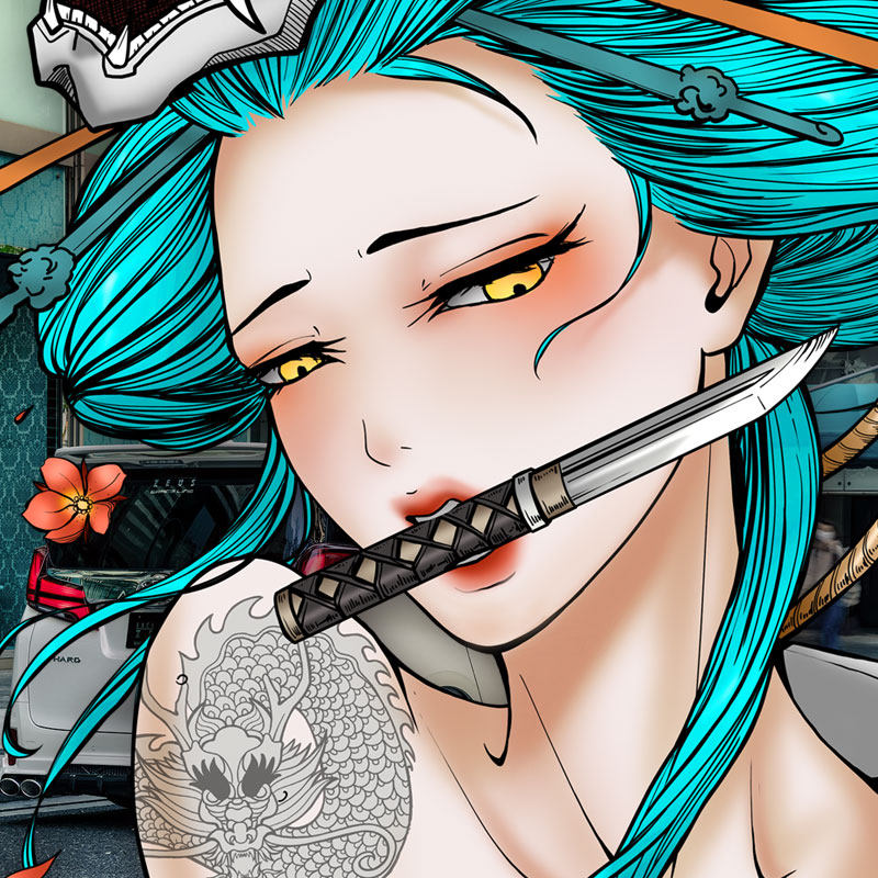 汽车个性创意车贴艺伎卡通贴纸电动车遮挡划痕汽车装饰贴