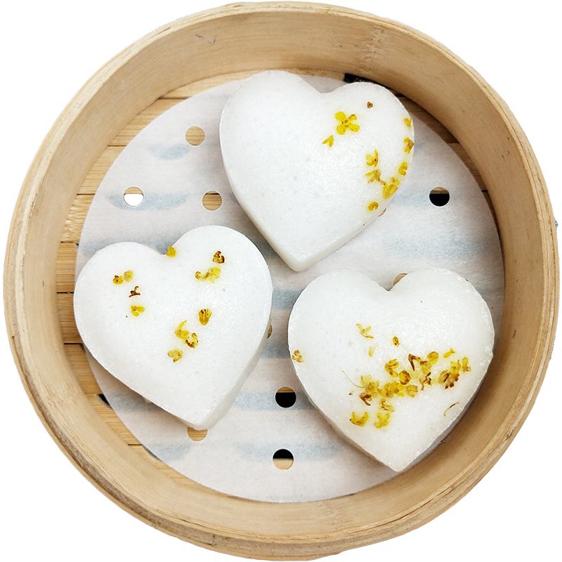 爱心桂花白糖心形发糕传统糕点速冻糯米米糕包点