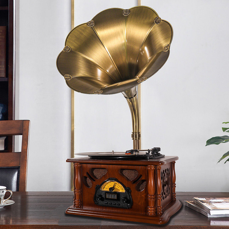 今墨复古留声机欧式黑胶唱片机仿古流声机电唱机奔跑吧兄弟黑胶唱片机