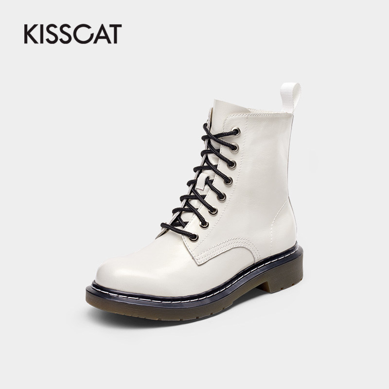 kisscat接吻猫银泰专柜2020新款简约马丁短靴马丁靴