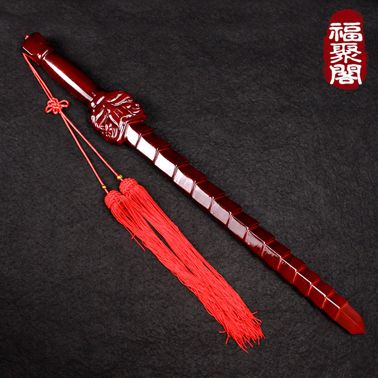 姜太公正宗桃木打神鞭姜子牙道教法器道士一体木雕