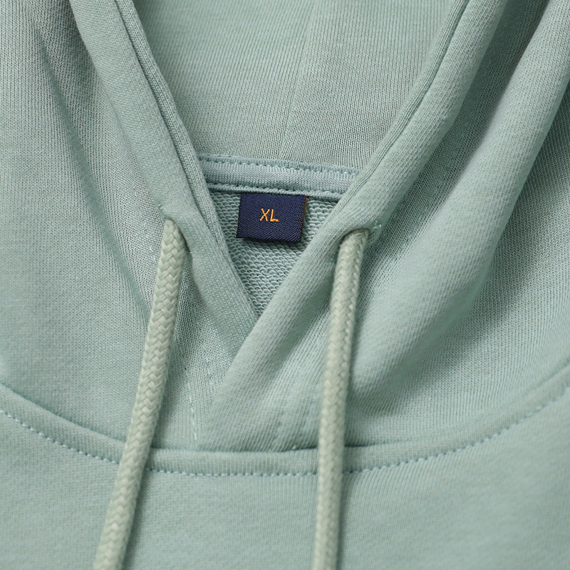 莫兰迪绿 嫩绿色连帽套头卫衣 男女秋款毛圈宽松奶绿色休闲上衣潮