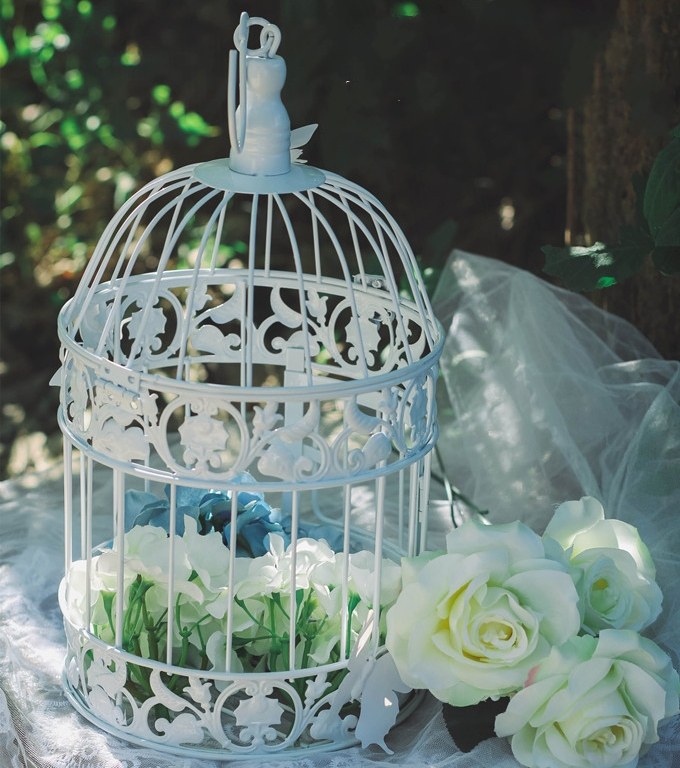 鸟笼装饰欧式复古铁艺大号橱窗白色花艺婚庆鸟笼