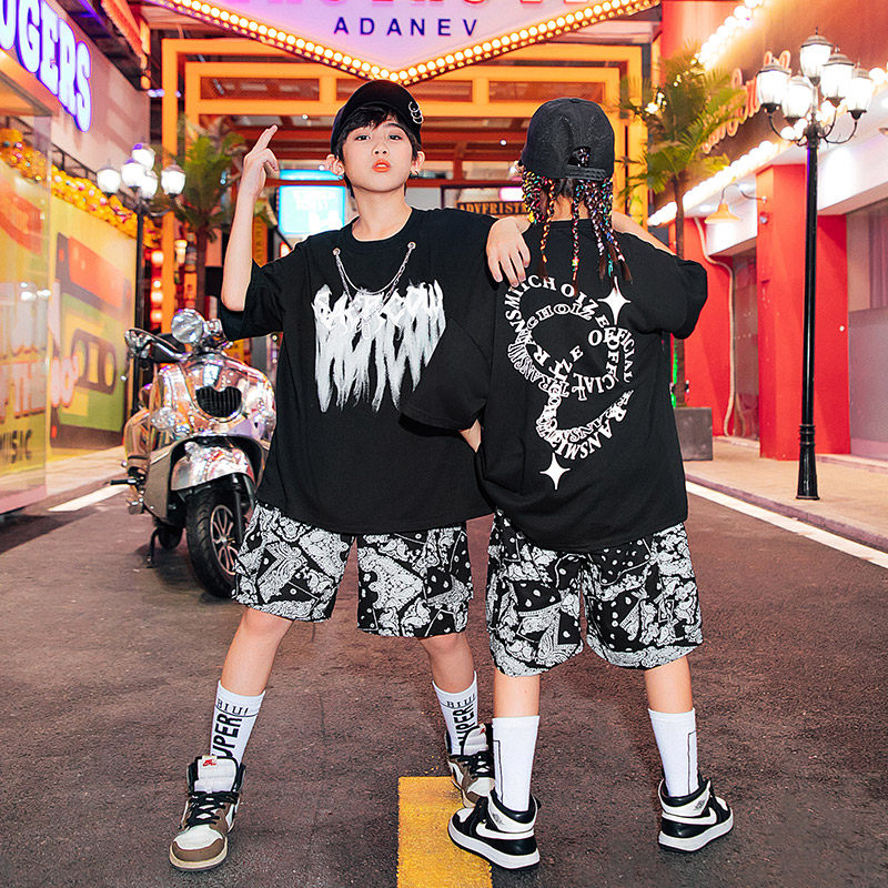 儿童嘻哈哈潮夏季酷炫炸街街舞套装男童表演儿童演出服